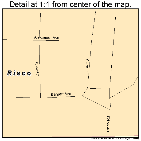 Risco, Missouri road map detail