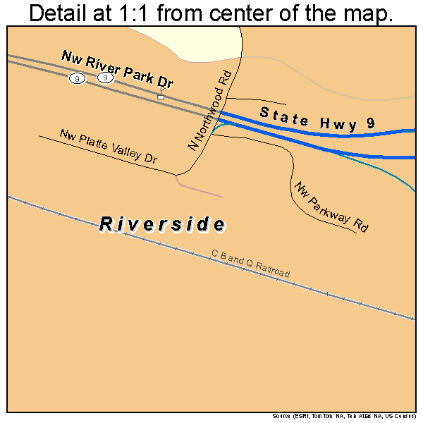 Riverside, Missouri road map detail