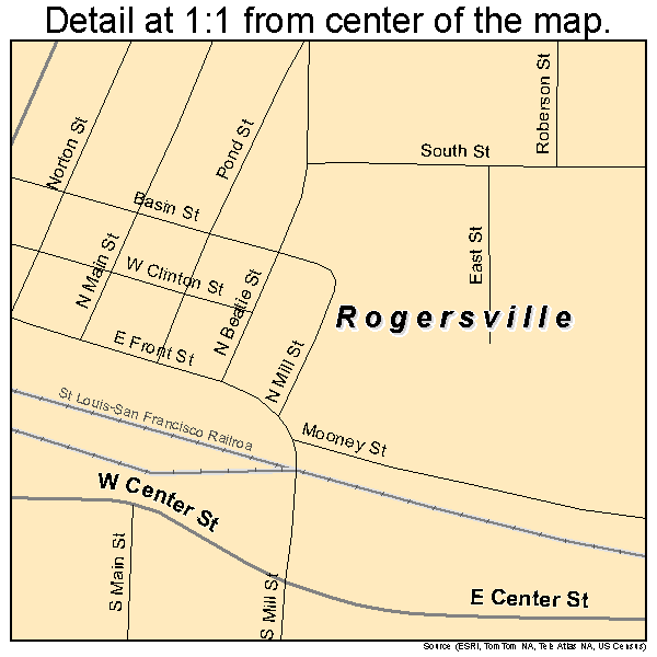 Rogersville, Missouri road map detail