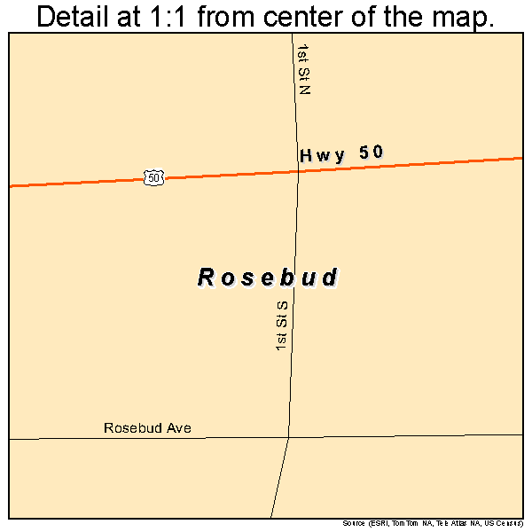 Rosebud, Missouri road map detail