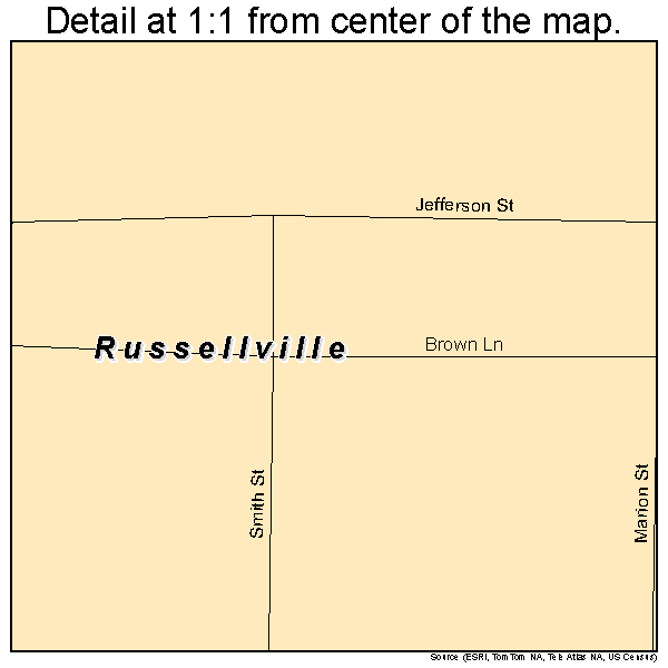 Russellville, Missouri road map detail