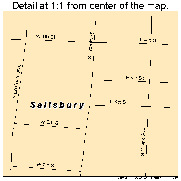Salisbury, Missouri road map detail