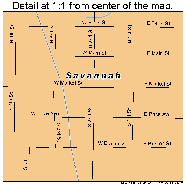 Savannah, Missouri road map detail