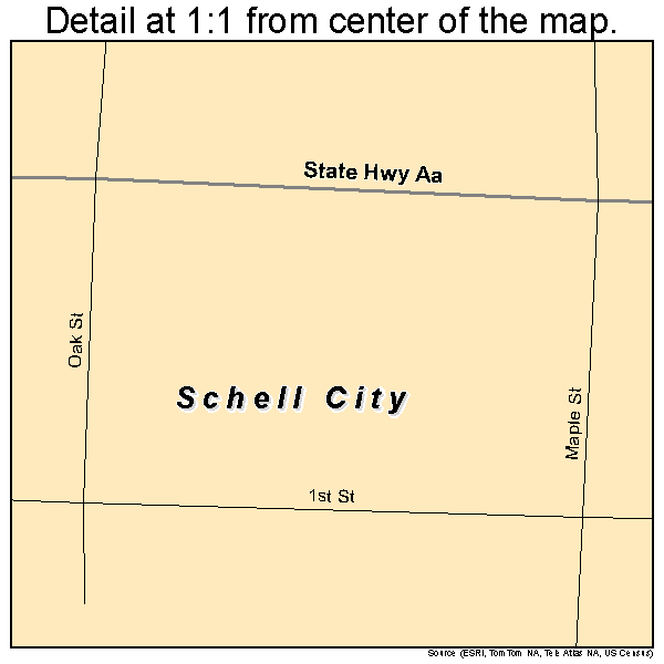 Schell City, Missouri road map detail
