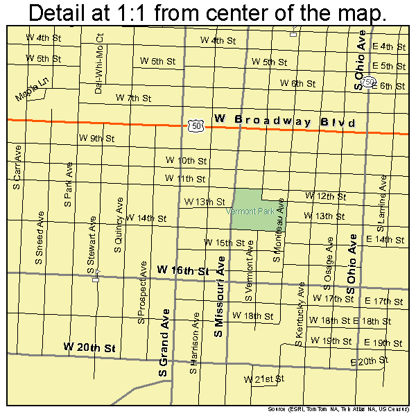 Sedalia, Missouri road map detail