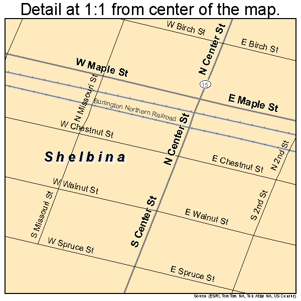 Shelbina, Missouri road map detail