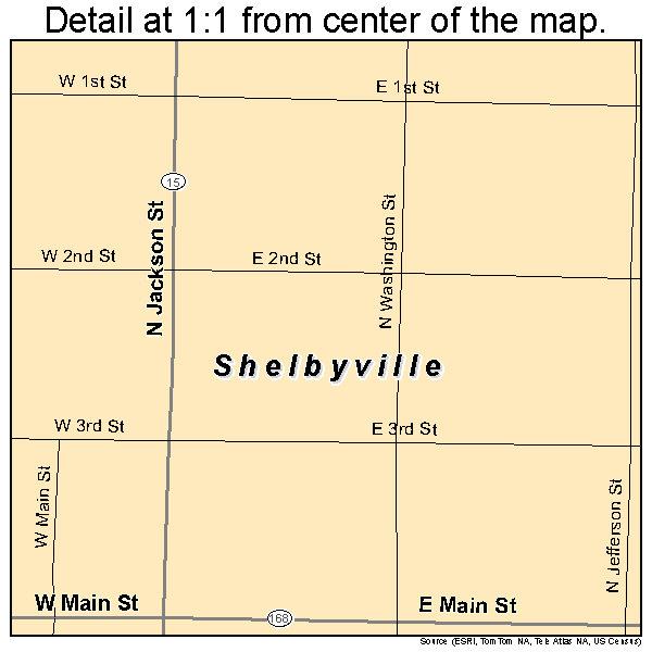 Shelbyville, Missouri road map detail