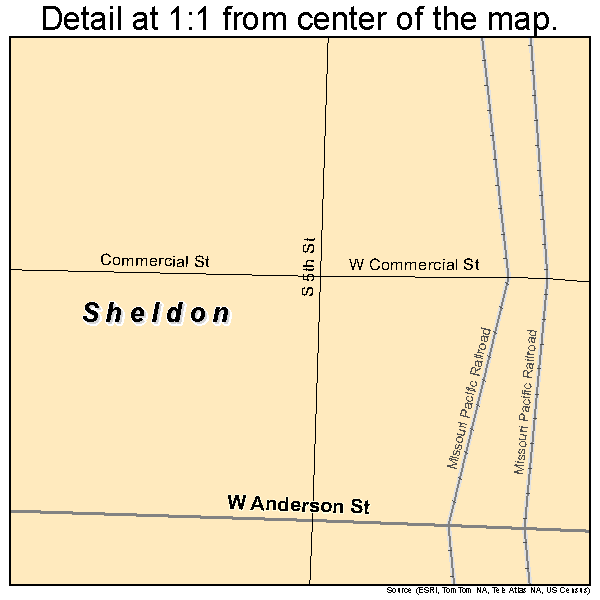 Sheldon, Missouri road map detail