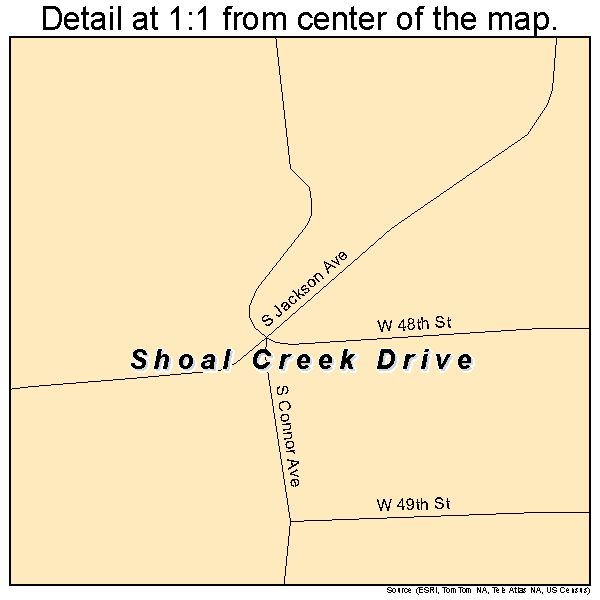 Shoal Creek Drive, Missouri road map detail