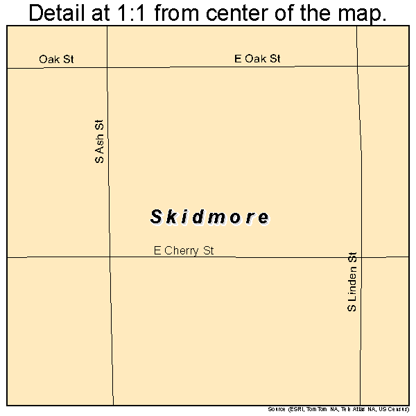 Skidmore, Missouri road map detail