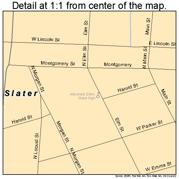 Slater, Missouri road map detail