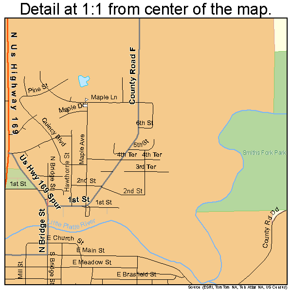 Smithville, Missouri road map detail