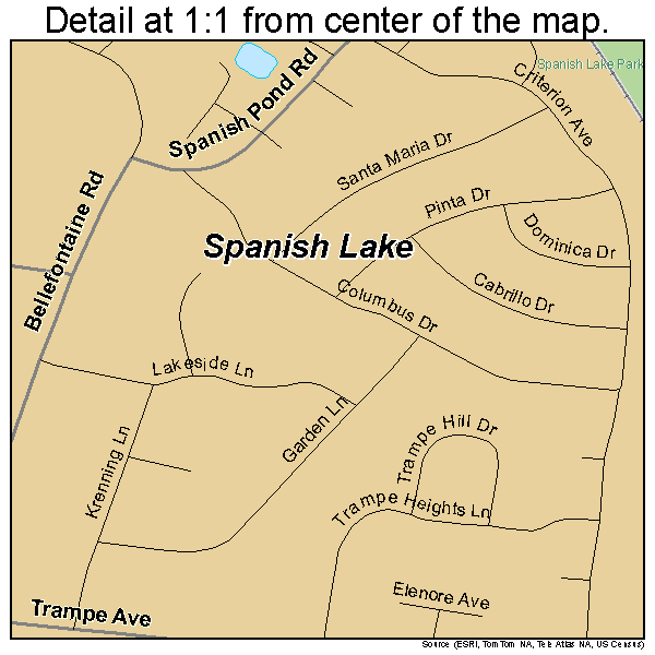 Spanish Lake, Missouri road map detail