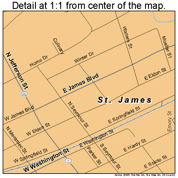 St. James, Missouri road map detail