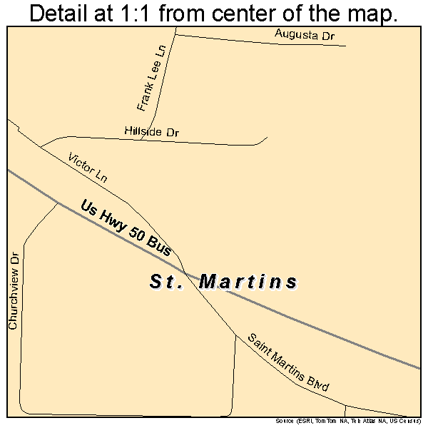 St. Martins, Missouri road map detail