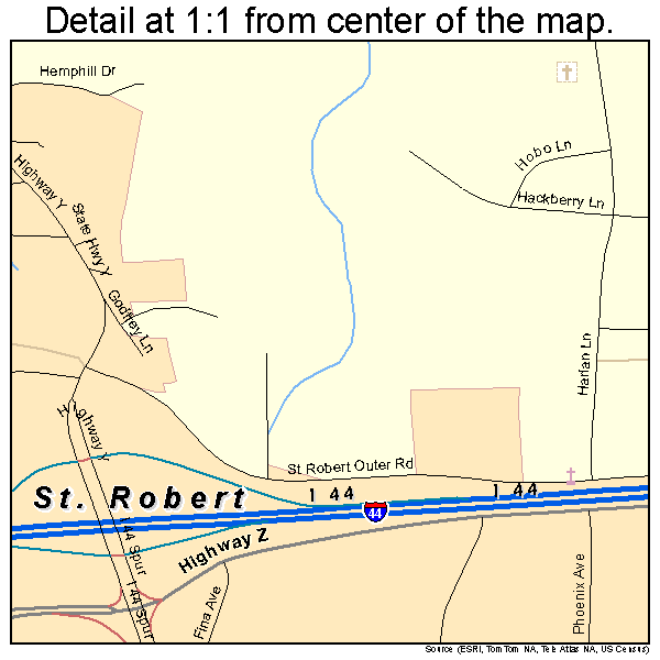 St. Robert, Missouri road map detail