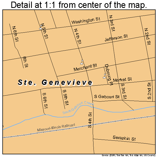 Ste. Genevieve, Missouri road map detail