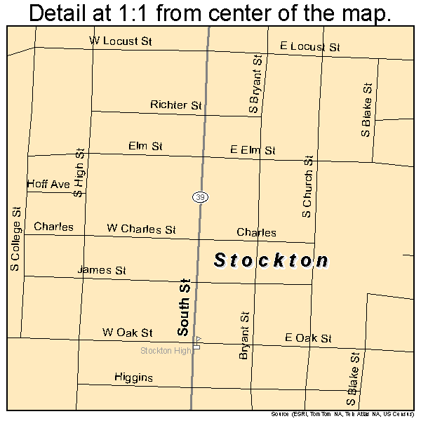 Stockton, Missouri road map detail