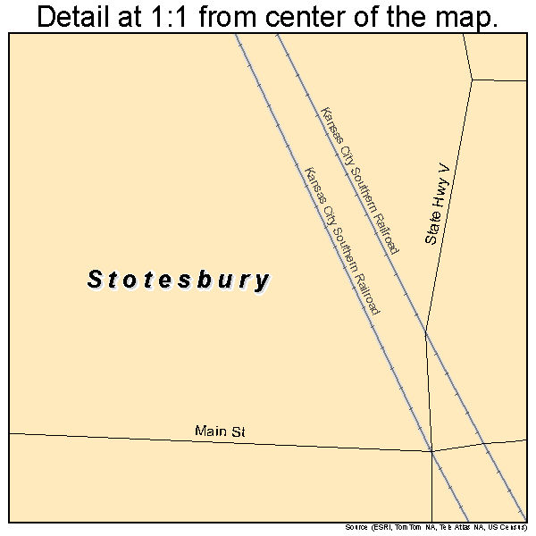 Stotesbury, Missouri road map detail