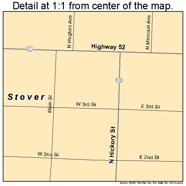 Stover, Missouri road map detail