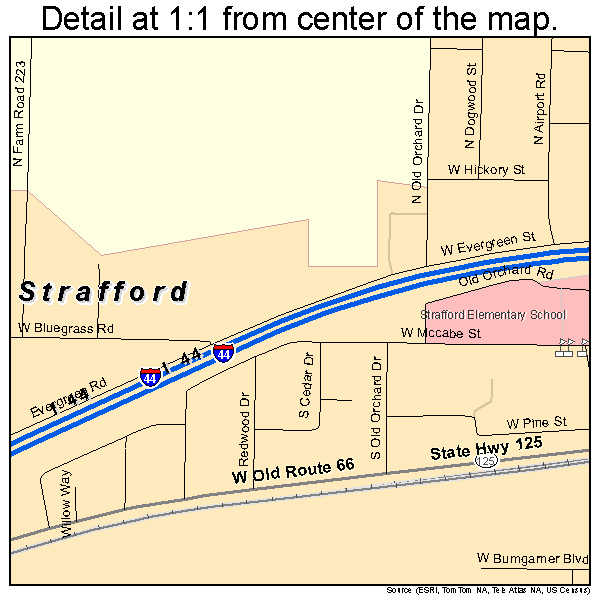 Strafford, Missouri road map detail