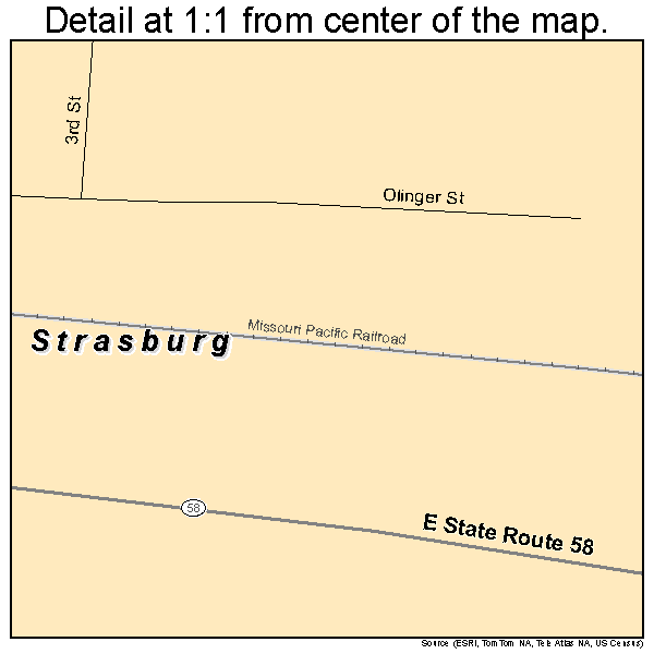 Strasburg, Missouri road map detail