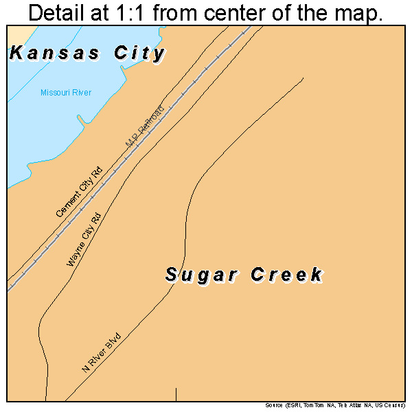 Sugar Creek, Missouri road map detail