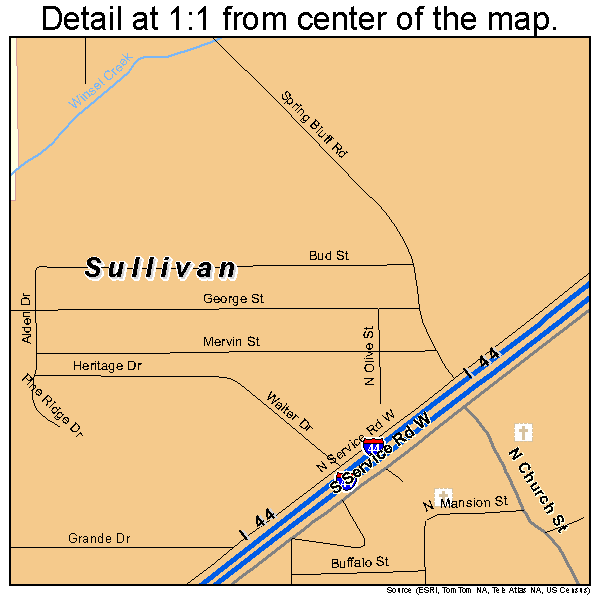 Sullivan, Missouri road map detail