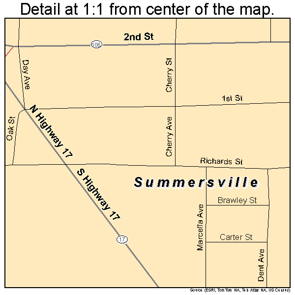 Summersville, Missouri road map detail