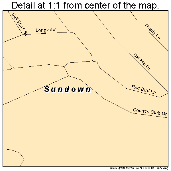 Sundown, Missouri road map detail