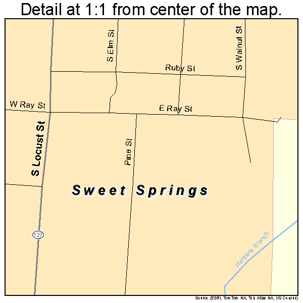Sweet Springs, Missouri road map detail