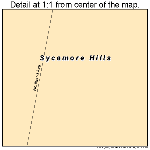 Sycamore Hills, Missouri road map detail
