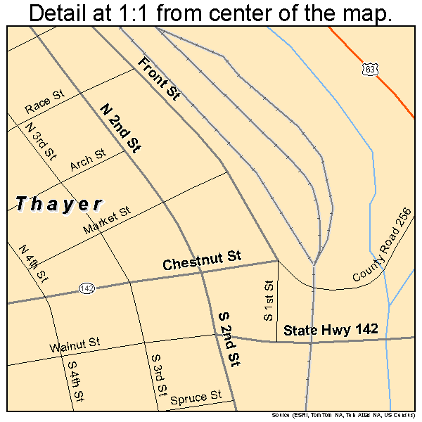 Thayer Missouri Street Map 2972826