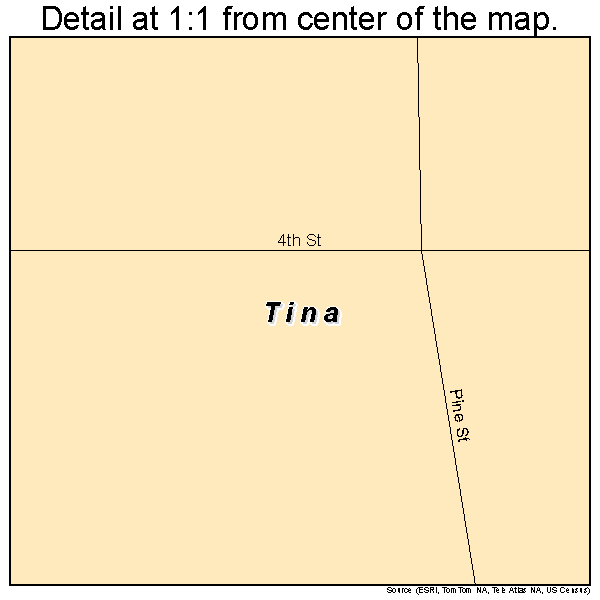 Tina, Missouri road map detail
