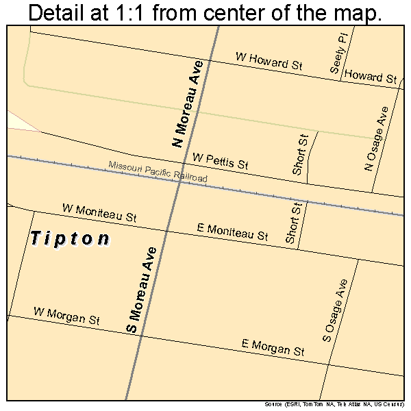 Tipton, Missouri road map detail