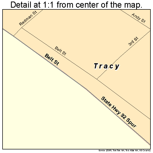 Tracy, Missouri road map detail