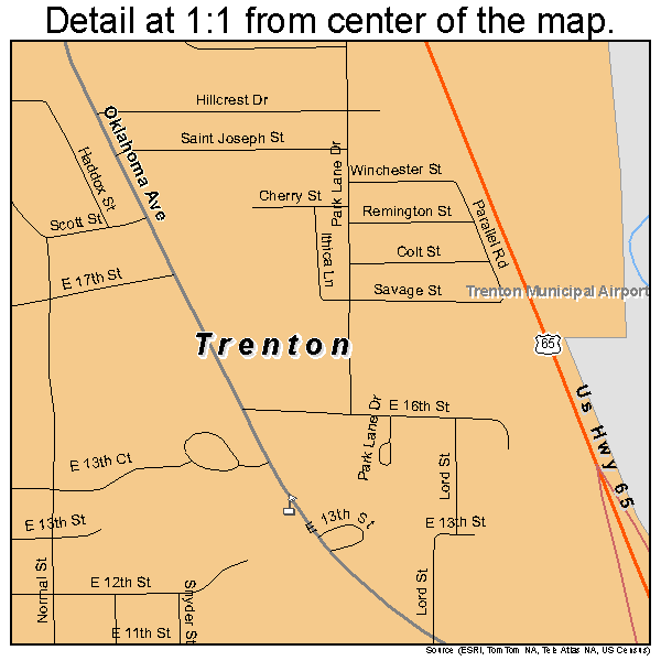 Trenton, Missouri road map detail