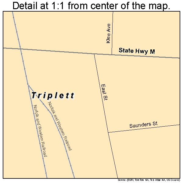 Triplett, Missouri road map detail