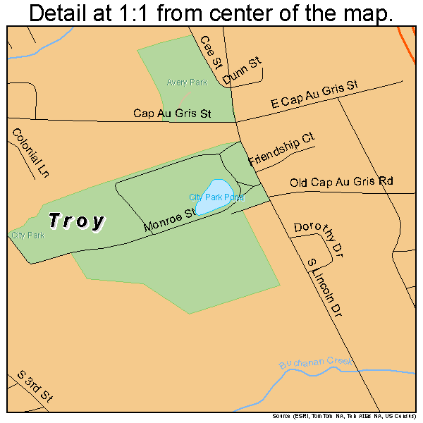 Troy, Missouri road map detail
