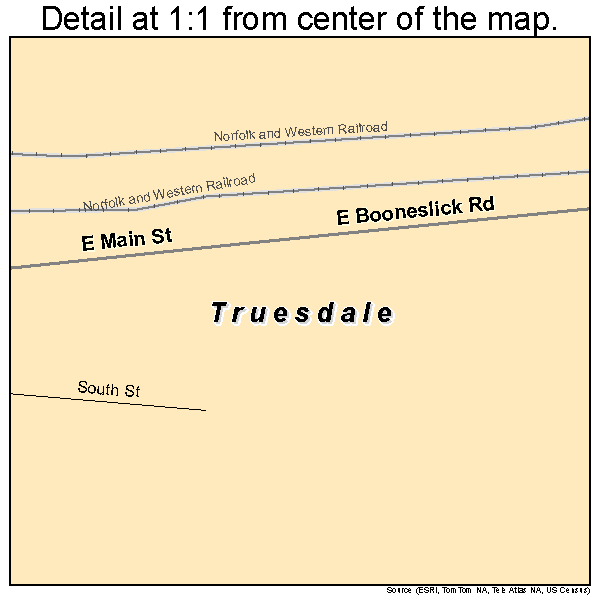 Truesdale, Missouri road map detail