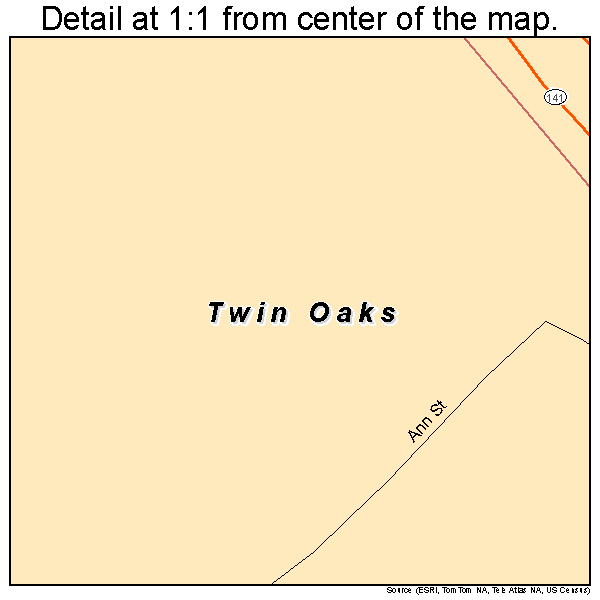 Twin Oaks, Missouri road map detail