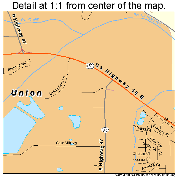 Union, Missouri road map detail