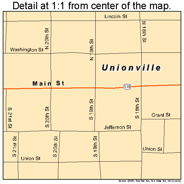Unionville, Missouri road map detail