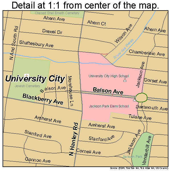 University City, Missouri road map detail