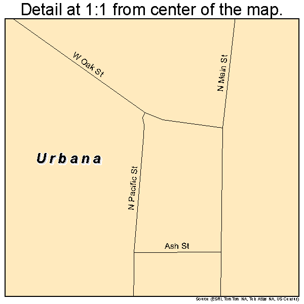 Urbana, Missouri road map detail