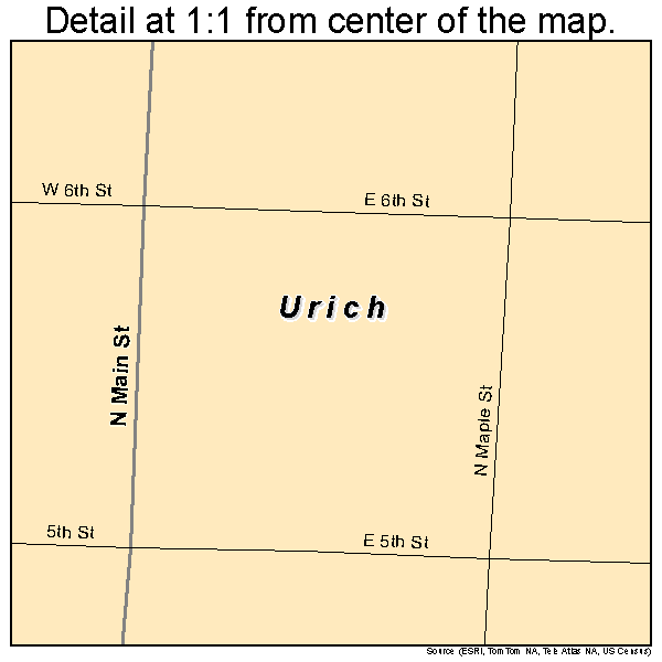 Urich, Missouri road map detail