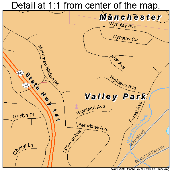 Valley Park, Missouri road map detail