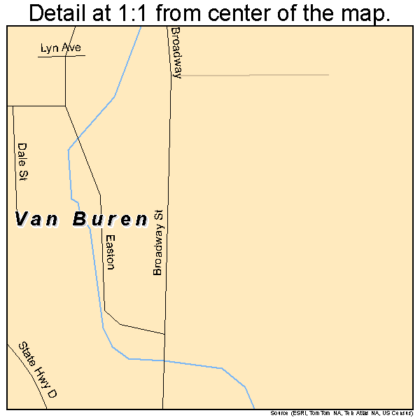 Van Buren, Missouri road map detail
