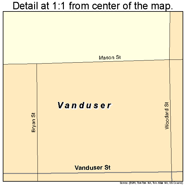 Vanduser, Missouri road map detail