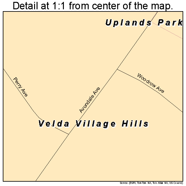Velda Village Hills, Missouri road map detail